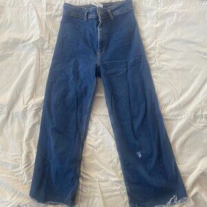 ZARA High Waisted Wide Leg Denim Jeans